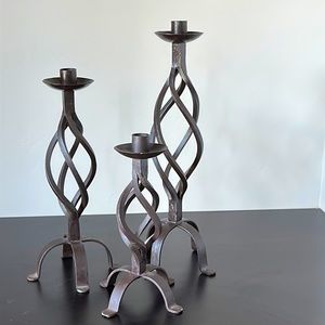 Set of 3 - Iron Candlestick Holders